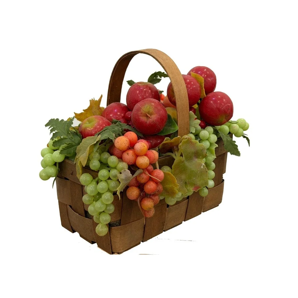 Fruit Basket Centerpiece Vintage Wood weaved Basket Artificial Fruit